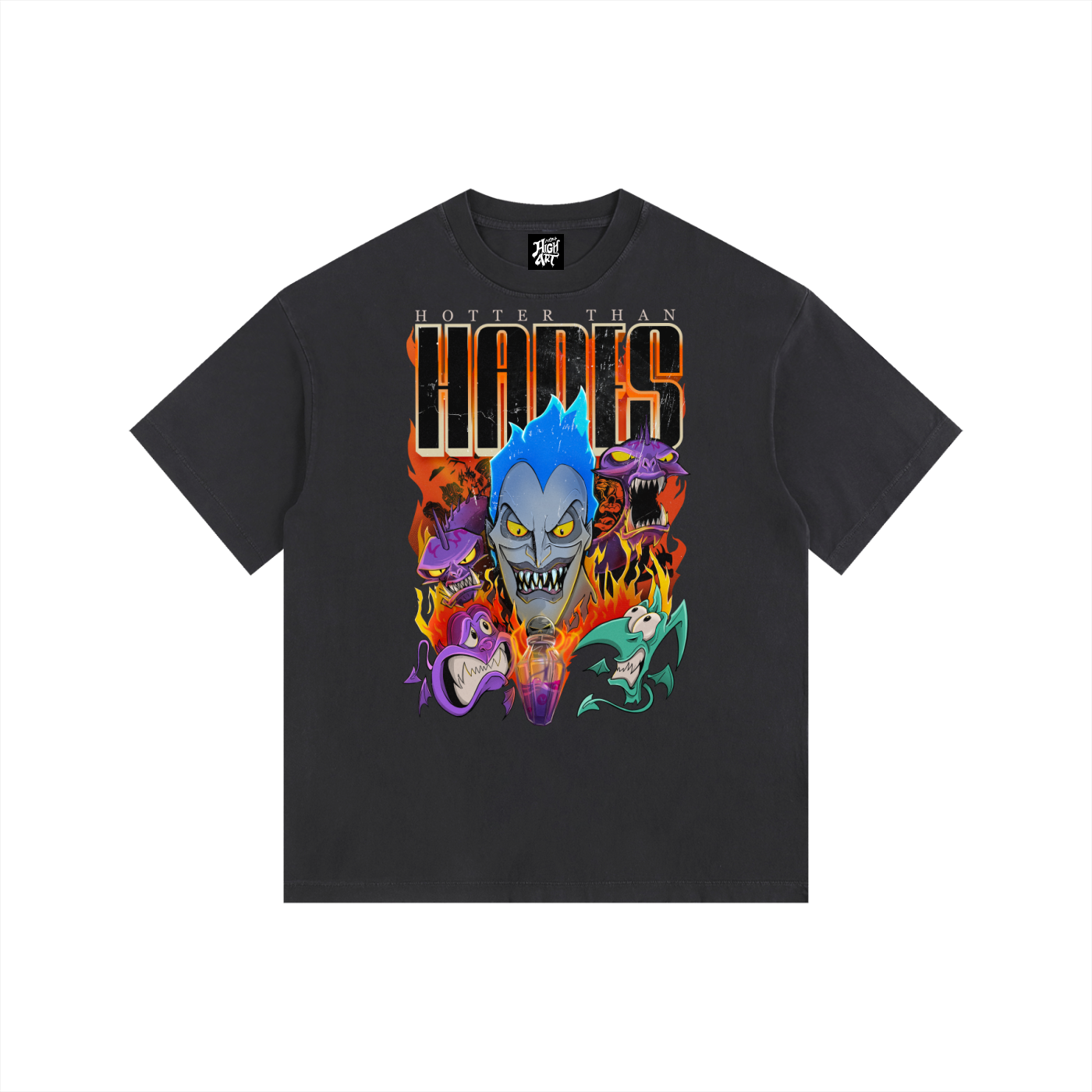 hades Vintage Washed Oversized Cotton T-Shirt