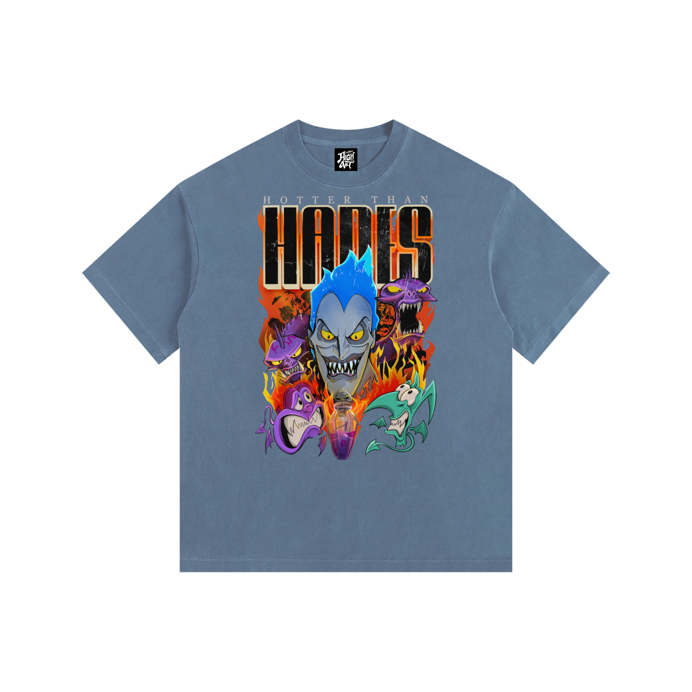 hades Vintage Washed Oversized Cotton T-Shirt
