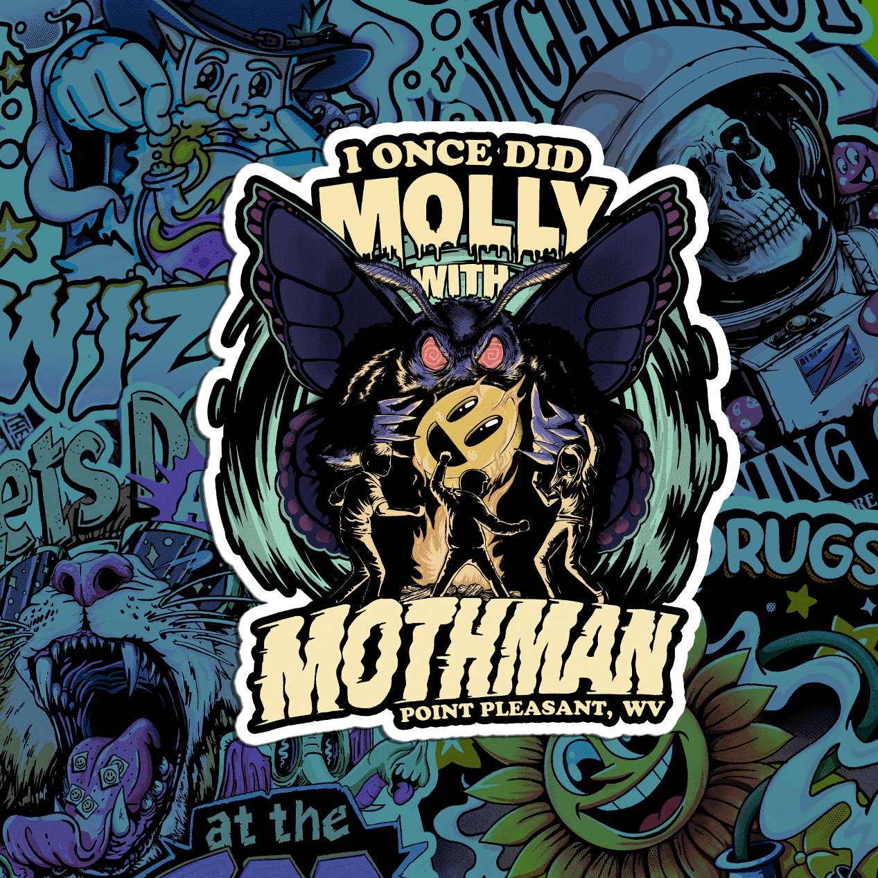 Molly with Mothman - Sticker