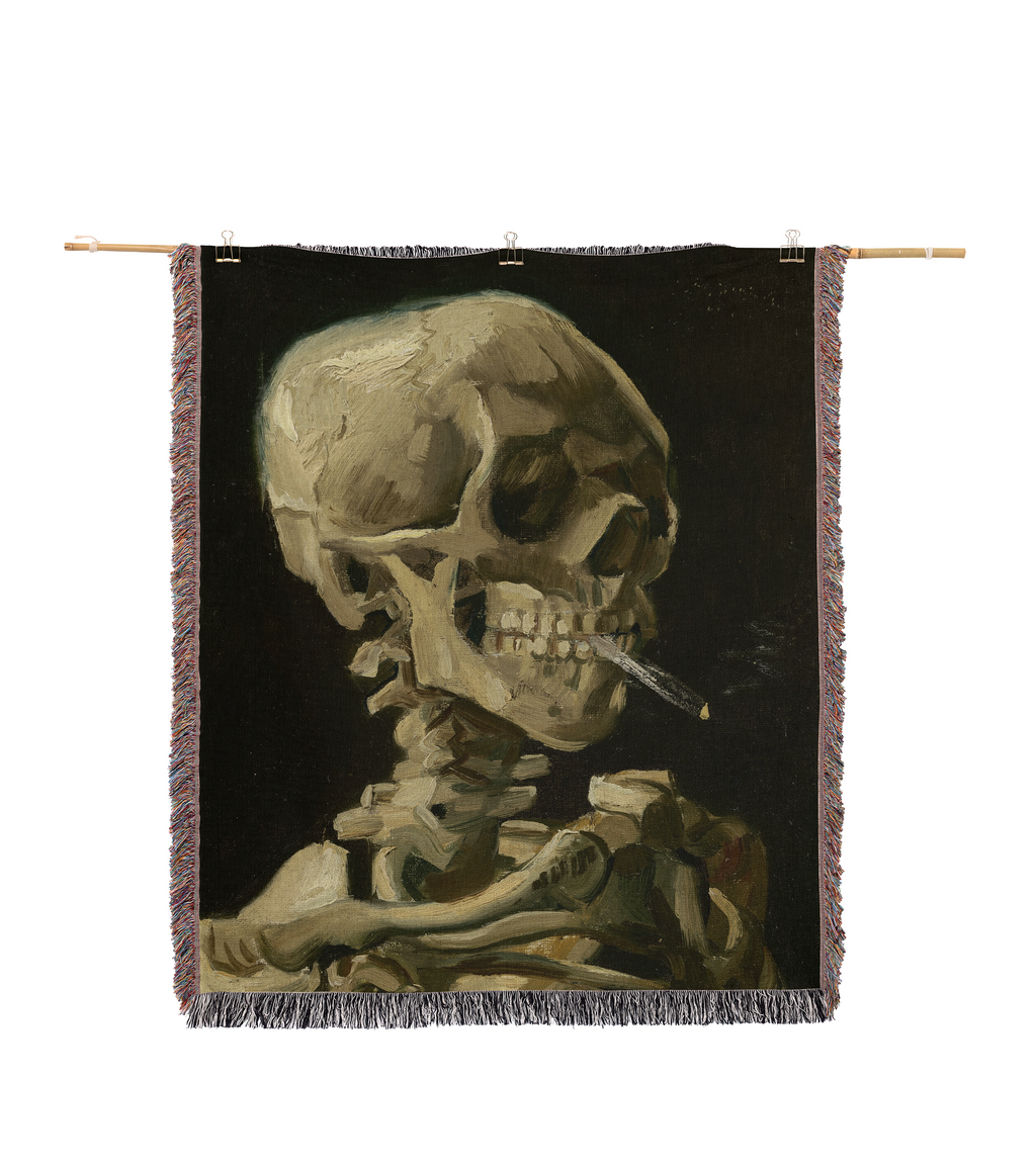 Van Gogh Skeleton Smoking - Blanket